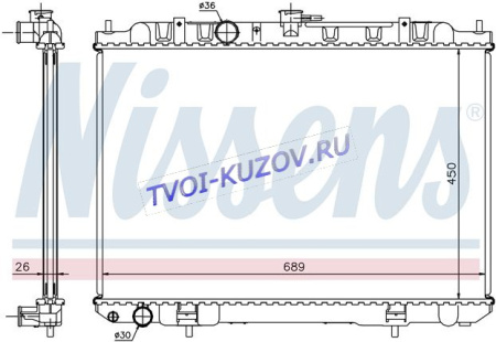 РАДИАТОР 710x450 M +/-A/C  - для NISSAN X-TRAI