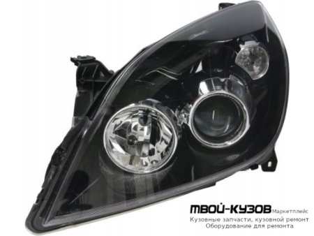 ФАРА ЛЕВАЯ СТОРОНА ПОД КОРРЕКТОР ЛИНЗОВАННАЯ ВНУТРИ (DEPO) ЧЁРНЫЙ для Opel VECTRA С (04.2002-) SIGNUM (2003-)