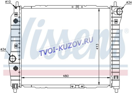РАДИАТОР 480x413 1.2/1.4-16v A/M+/-A/C (+KALOS 02)  - для CHEVROLET AVEO