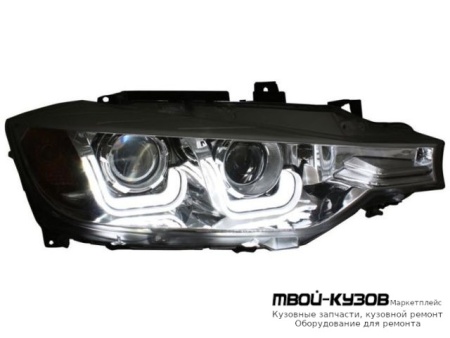 ФАРА ЛЕВАЯ + ПРАВАЯ (КОМПЛЕКТ) ТЮНИНГ ЛИНЗОВАННАЯ С СВЕТЯЩ.СЕКЦИЯМИ КОРРЕКТОР (EAGLE EYES) ВНУТРИ ЧЁРНЫЙ для BMW F30 3 series (2012-)