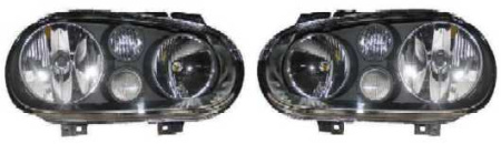 GOLF ФАРА лев. и прав. (КОМПЛЕКТ) с противотуманкой ТЮНИНГОВАН. (DEPO) ВНУТРИ черного цвета