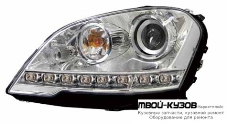 ФАРА ЛЕВАЯ + ПРАВАЯ (КОМПЛЕКТ) ТЮНИНГ ЛИНЗОВАННАЯ С ДИОД , КОРРЕКТОР ВНУТРИ (DEPO) ХРОМ для Mercedes W164 (ML) (07.2005-)