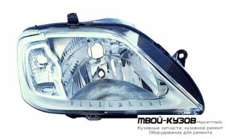 ФАРА ПРАВАЯ СТОРОНА ВНУТРИ ПОЛНОСТЬЮ ХРОМ (DEPO) для Renault LOGAN (2005-2014)