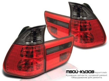 ФОНАРЬ ЗАДНИЙ ВНЕШНИЙ+ВНУТР ЛЕВАЯ + ПРАВАЯ (КОМПЛЕКТ) ТЮНИНГ ПРОЗРАЧНЫЙ ТОНИР (SONAR) ВНУТРИ КРАСНЫЙ-БЕЛ для BMW E53 X5 (1999-2004.2004 - 2006)