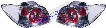 307 ФОНАРЬ задний внешний левый вместе с правым (КОМПЛЕКТ) ТЮНИНГОВАН. прозрачн. (LEXUS ТИП) внутри хромирован