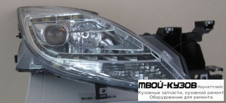 ФАРА ЛЕВАЯ + ПРАВАЯ (КОМПЛЕКТ) ТЮНИНГ (DEVIL EYES) ЛИНЗОВАННАЯ С ДИОД (EAGLE EYES) ВНУТРИ ХРОМ для Mazda 6 (2008-2012)
