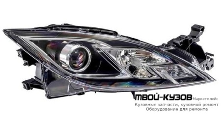 ФАРА ПРАВАЯ СТОРОНА +/- КОРРЕКТОР ВНУТРИ (DEPO) ЧЁРНЫЙ для Mazda 6 (2008-2012)