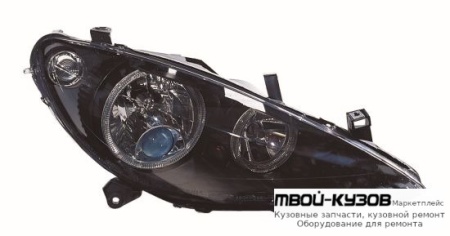ФАРА ЛЕВАЯ + ПРАВАЯ (КОМПЛЕКТ) ТЮНИНГ (DEPO) ЛИНЗОВАННАЯ С 2 СВЕТЯЩИЙСЯ ОБОДК С КОРРЕКТОР ВНУТРИ ЧЁРНЫЙ для Peugeot 307 (08.2001-)
