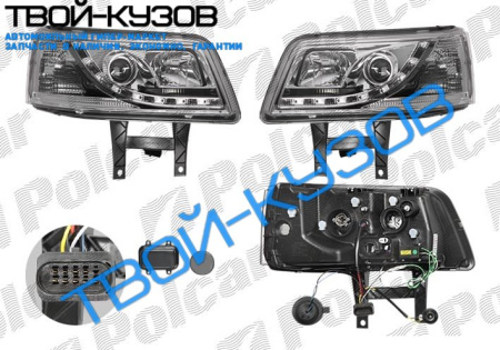 T5 04- ФАРЫ ДНЕВНОГО СВЕТА+АНГ.ГЛАЗКИ+ЛИНЗОВАННЫЕ ХРОМ КОМПЛЕКТ+КРЕПЕЖ