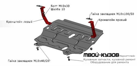 ЗАЩИТА ПОДДОНА ДВИГАТЕЛЯ + КПП , С КРЕПЛЕН , СТАЛЬН для Skoda FABIA / ROOMSTER (2007-2009), Skoda RAPID (2014-), Volkswagen POLO (09.2010 - 2020)
