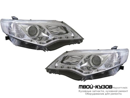 ФАРА ЛЕВАЯ + ПРАВАЯ (КОМПЛЕКТ) ТЮНИНГ ЛИНЗОВАННАЯ (DEVIL EYES) С КОРРЕКТОР (SONAR) ВНУТРИ ХРОМ для Toyota CAMRY V50 (2011-)