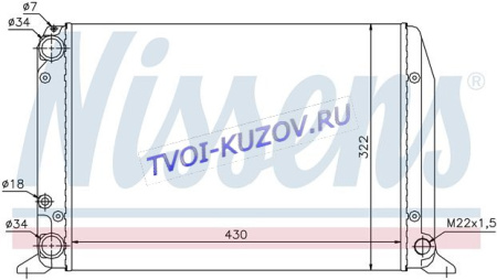 РАДИАТОР 430х322 1.3/1.6/1.8  - для AUDI 80