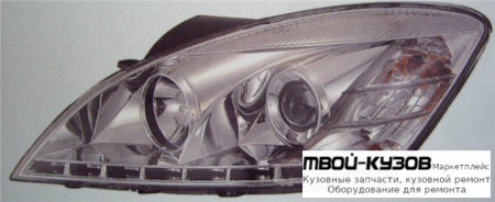ФАРА ЛЕВАЯ + ПРАВАЯ (КОМПЛЕКТ) ТЮНИНГ (DEVIL EYES) ЛИНЗОВАННАЯ (SONAR) ВНУТРИ ХРОМ для KIA CEED (2007-2011)