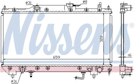 AVENSIS (7AFE) РАДИАТОР ОХЛАЖДЕН AT 1.8 (1 ряд) МЕДНЫЙ