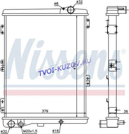 РАДИАТОР 480x377 2,0/2,2/2,3 M/A (+90\QUATTRO)  - для AUDI 80