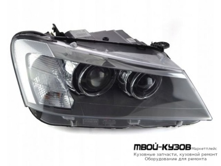 ФАРА ПРАВАЯ СТОРОНА ЛИНЗОВАННАЯ С КОРРЕКТОР , ВНУТРИ ЧЁРНЫЙ , (КСЕНОН) ДИОД (DEPO) для BMW F25 X3 (2011-)