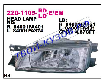 impreza фара левая прозрач п/ корректор 220-1105L-LD-EM