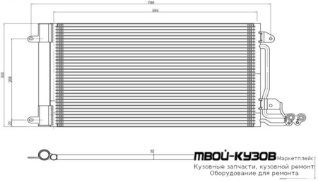 POLO {FABIA 10-/ A1 10-} КОНДЕНСАТОР КОНДИЦИОНЕРА (см.каталог) для Skoda FABIA / ROOMSTER (2007-2009), Volkswagen POLO (09.2010 - 2020), Audi A1 (2010-)