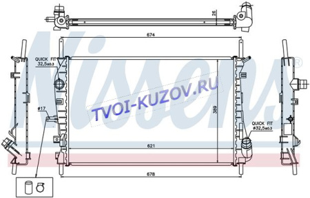 РАДИАТОР 620х395 3,0 24V М +\-С 02-  - для FORD MONDEO