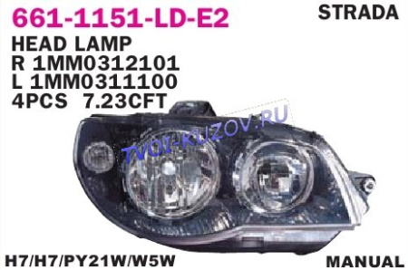 ФАРА левая мех черная  - для FIAT ALBEA