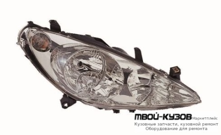 ФАРА ПРАВАЯ СТОРОНА С ПРОТИВОТУМ С КОРРЕКТОР (DEPO) для Peugeot 307 (08.2001-)