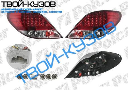 207 06- ФОНАРИ ЗАДНИЕ СВЕТОДИОДНЫЕ ПРОЗРАЧНЫЕ КРАСНО-БЕЛЫЕ