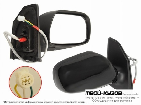 ЗЕРКАЛО ПРАВАЯ СТОРОНА ЭЛЕКТР БЕЗ ПОДОГРЕВОМ (КИТАЙ) для Toyota COROLLA DE120 / ZE120 (2002-) СЕДАН / УНИВЕРСАЛ, Toyota COROLLA DE120 / ZE120 (2002-) ХЭТЧБЭК