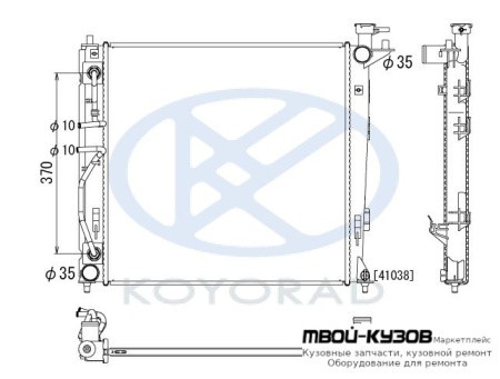 РАДИАТОР ОХЛАЖДЕНИЯ (дизель) 2 AT (KOYO) для Hyundai IX35 (2010-), KIA SPORTAGE (2010-2016)