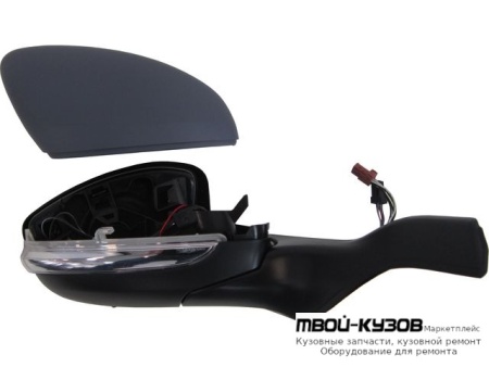 ЗЕРКАЛО ПРАВАЯ СТОРОНА ЭЛЕКТР С ПОДОГРЕВОМ , УКАЗАТЕЛЬ ПОВОРОТА , АВТОСКЛАДЫВ , ТЕМПЕР ДАТЧИК , ГРУНТ (CONVEX) (ТАЙВАНЬ) для Peugeot 208 (2012-)