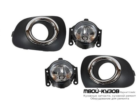 ФАРА ПРОТИВОТУМАННАЯ ЛЕВАЯ + ПРАВАЯ (КОМПЛЕКТ) С РЕШЕТК БАМПЕРА ХРОМ для Mitsubishi PAJERO SPORT (2009-)