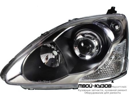 ФАРА ЛЕВАЯ СТОРОНА ПОД КОРРЕКТОР ЛИНЗОВАННАЯ (ХЭТЧБЭК) ВНУТРИ (DEPO) ЧЁРНЫЙ для Honda CIVIC СЕДАН / КУПЕ (2001-2003) ХЭТЧБЭК (2001-2005)