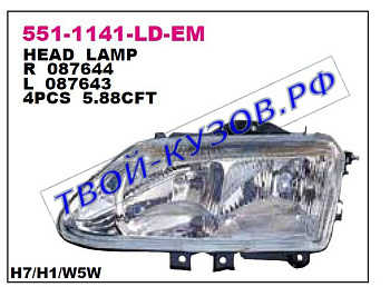 espace фара правая (под электро корректор) 551-1141R-LD-EM