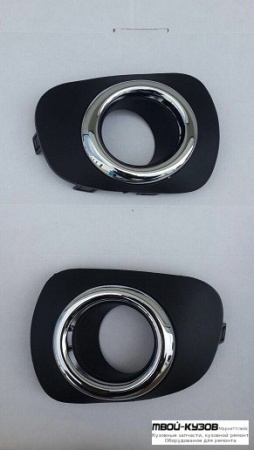 РЕШЕТКА БАМПЕРА ПЕРЕДНИЙ ЛЕВАЯ + ПРАВАЯ (КОМПЛЕКТ) С ОТВЕРСТИЯМИ ПОД ПРОТИВОТУМАННЫЕ ФАРЫ (КИТАЙ) для Mitsubishi PAJERO SPORT (2009-)