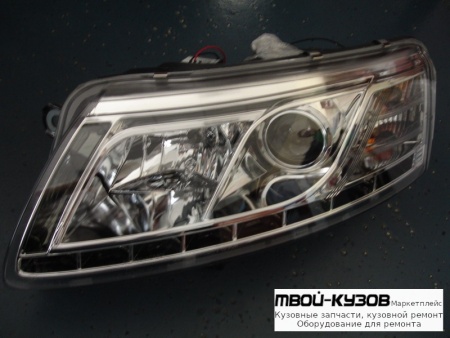 ФАРА ЛЕВАЯ + ПРАВАЯ (КОМПЛЕКТ) ТЮНИНГ (DEVIL EYES) (КСЕНОН) ЛИНЗОВАННАЯ (SONAR) ВНУТРИ ХРОМ для Audi A6 (04.2004-)