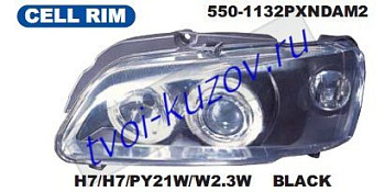 106 фары левая+правая (комплект) тюнинг (depo) линзован с 2 светящ ободк внутри черн 550-1132PXNDAM2