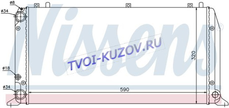 РАДИАТОР 590х322 1.6/1,8/1,9/2,0 (+B4)  - для AUDI 80