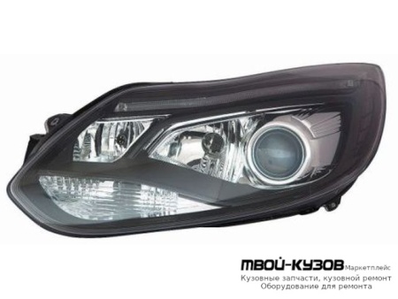 ФАРА ЛЕВАЯ + ПРАВАЯ (КОМПЛЕКТ) ТЮНИНГ ЛИНЗОВАННАЯ С ДИОД КОРРЕКТОР (DEPO) ВНУТРИ ЧЁРНЫЙ для Ford FOCUS (2011-2014)