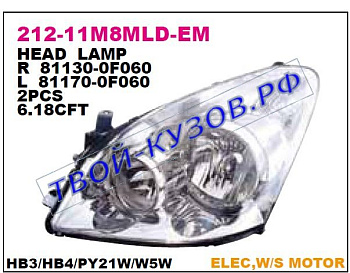 corolla verso фара левая (в сборе с электро корректором) 212-11M8LMLD-EM