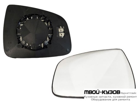 СТЕКЛО ЗЕРКАЛА ЛЕВАЯ СТОРОНА С ПОДОГРЕВОМ (CONVEX) БОЛЬШ (ТАЙВАНЬ) для Renault LOGAN (2005-2014)
