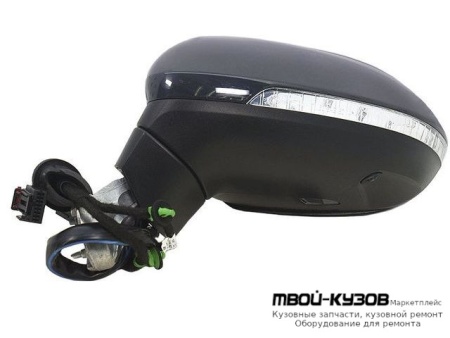ЗЕРКАЛО ЛЕВАЯ СТОРОНА ЭЛЕКТР С АВТОСКЛАДЫВ , ПОДОГРЕВОМ УКАЗАТЕЛЬ ПОВОРОТА SIDE ASSIST ПОДСВЕТ ПАМЯТЬЮ 15 + 2 КОНТ (ASPHERICAL) ГРУНТ (ТАЙВАНЬ) для Volkswagen PASSAT B8 (2015-)