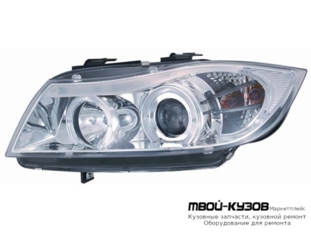 ФАРА ЛЕВАЯ + ПРАВАЯ (КОМПЛЕКТ) ТЮНИНГ ЛИНЗОВАННАЯ С 2 СВЕТЯЩИЙСЯ ОБОДК +/- ПОД КОРРЕКТОР (SONAR) ВНУТРИ ХРОМ для BMW E90 СЕДАН / E91 УНИВЕРСАЛ (3 SERIES) (2004-)