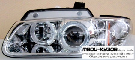 ФАРА ЛЕВАЯ + ПРАВАЯ (КОМПЛЕКТ) ТЮНИНГ ЛИНЗОВАННАЯ С 2 СВЕТЯЩИЙСЯ ОБОДК (SONAR) ВНУТРИ ХРОМ для Plymouth VOYAGER / DODGE CARAVAN (1996-2000)