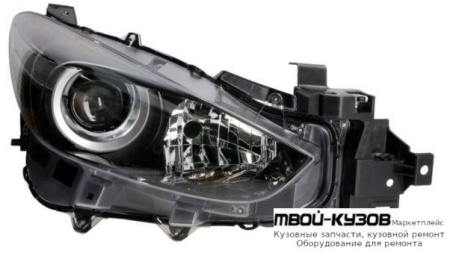 ФАРА ПРАВАЯ СТОРОНА С КОРРЕКТОР ВНУТРИ ЧЁРНЫЙ (DEPO) для Mazda 3 (2013-)