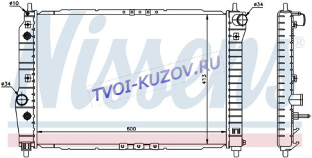 РАДИАТОР 600x413 1,2/1.4 A/M +A/C (+KALOS 02-)  - для CHEVROLET AVEO