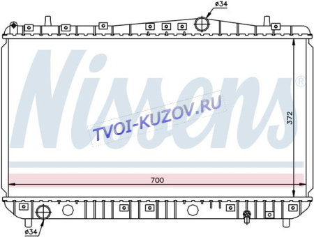 РАДИАТОР 700x372 1,4/1.6/1.8 М DOHC+/-AC (+NUBIRA)  - для CHEVROLET LACETTI