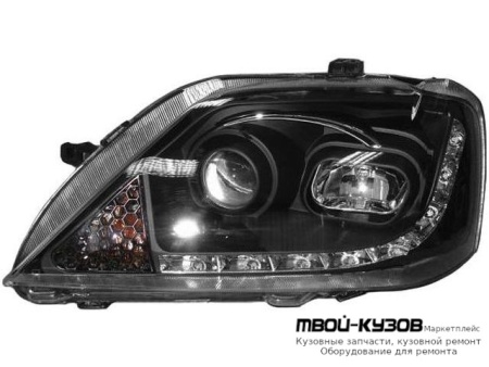 ФАРА ЛЕВАЯ СТОРОНА (DEVIL EYES) ВНУТРИ ЧЁРНЫЙ (КИТАЙ) для Renault LOGAN (2005-2014)
