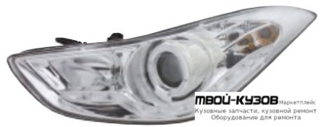 ФАРА ЛЕВАЯ + ПРАВАЯ (КОМПЛЕКТ) ТЮНИНГ ЛИНЗОВАННАЯ С СВЕТЯЩ.СЕКЦИЯМИ +/- ПОД КОРРЕКТОР (EAGLE EYES) ВНУТРИ ХРОМ для Hyundai ELANTRA / AVANTE (2010-)