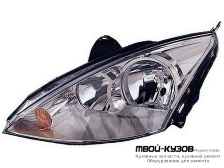ФАРА ЛЕВАЯ СТОРОНА +/- КОРРЕКТОР ВНУТРИ (DEPO) ЧЁРНЫЙ для Ford FOCUS (11.1998 - 10.2001) (11.2001-)