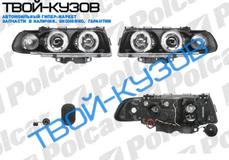 7 E38 94-98 ФАРЫ КПЛ. ТЮНИНГ С ЛИТЫМ ПОВОРОТОМ ПРОЗРАЧН/ЧЁРН. H1+H1