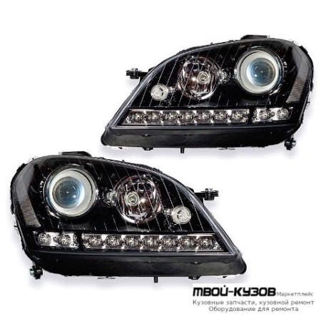 ФАРА ЛЕВАЯ + ПРАВАЯ (КОМПЛЕКТ) ТЮНИНГ ЛИНЗОВАННАЯ С ДИОД С КОРРЕКТОР ВНУТРИ (DEPO) ЧЁРНЫЙ для Mercedes W164 (ML) (07.2005-)